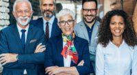 Mixed age range and multi ethnic business team